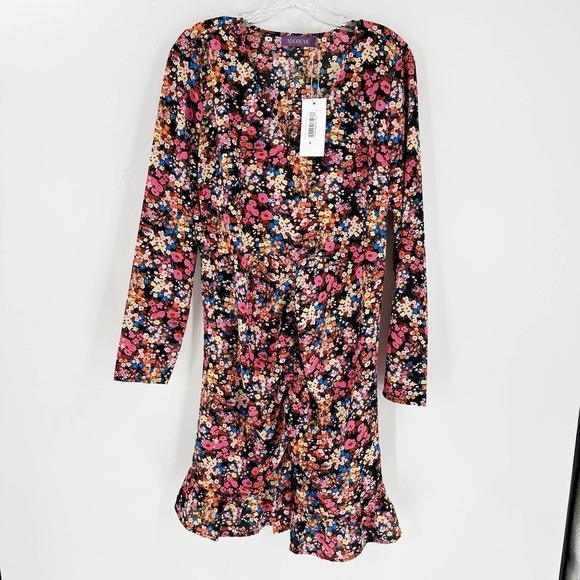 NWT Adore Me Multicolor Floral Long Sleeve Ruffle Cali Dress Size Large - Picture 1 of 11